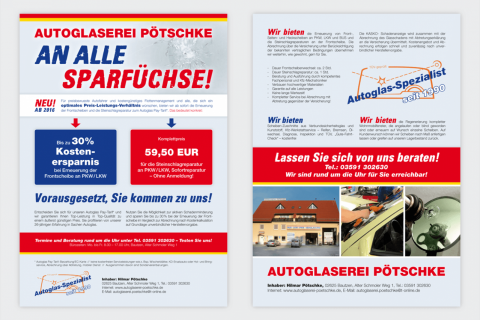 Flyer Autoglaserei PÃ¶tschke